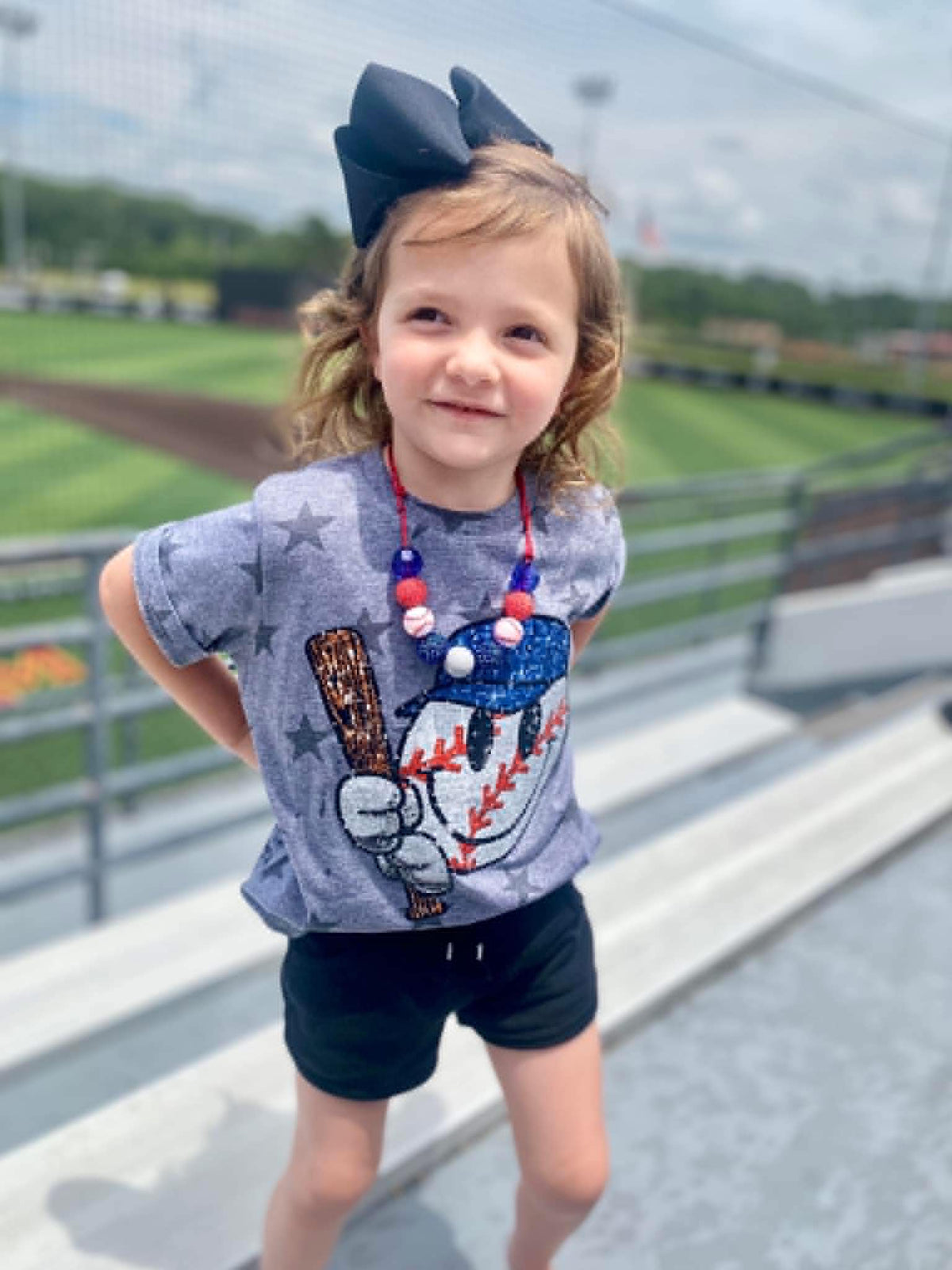 Faux Sparkle Baseball Smiley